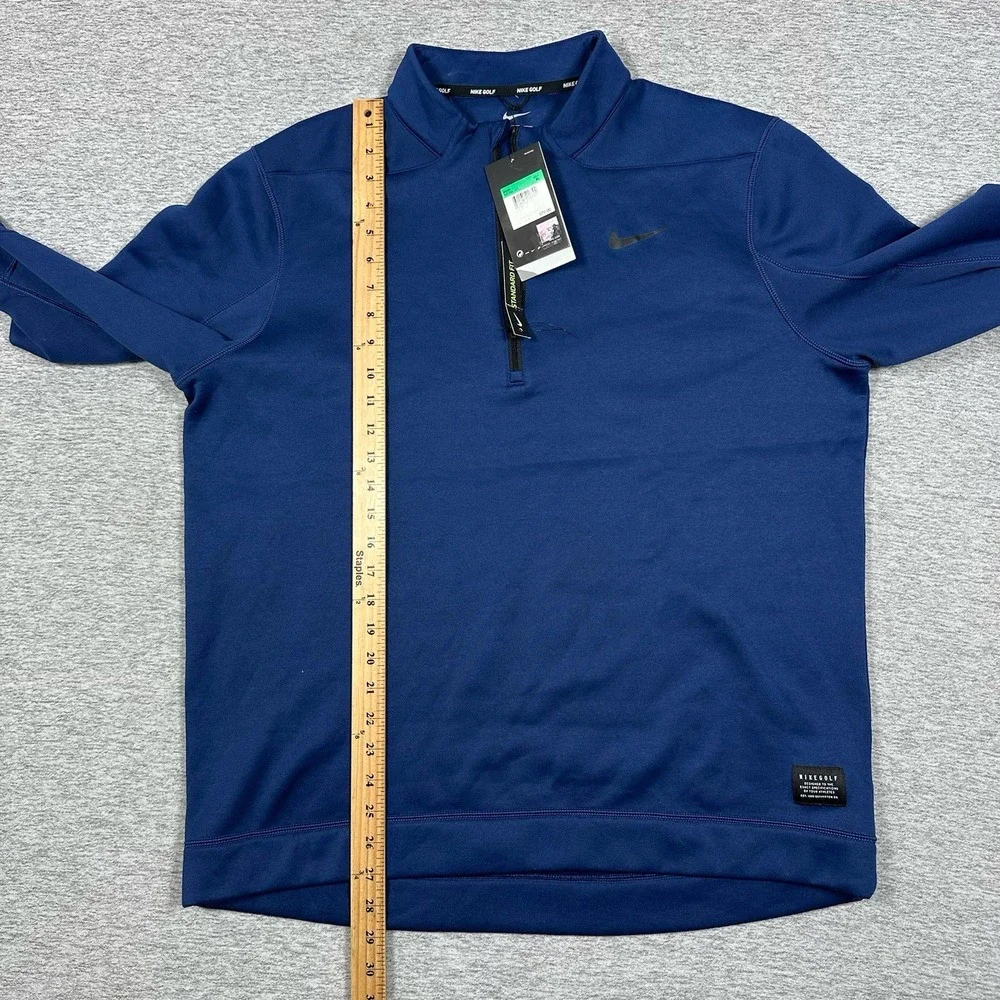 Nike Golf Pullover Mens Size XL Blue Therma Fit 1/4 Zip Long Sleeve NEW